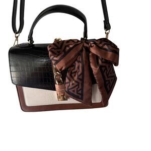 Aldo Satchel Purse Womens Faux Croc Top Handle Scarf Bag Handbag Blair Waldorf